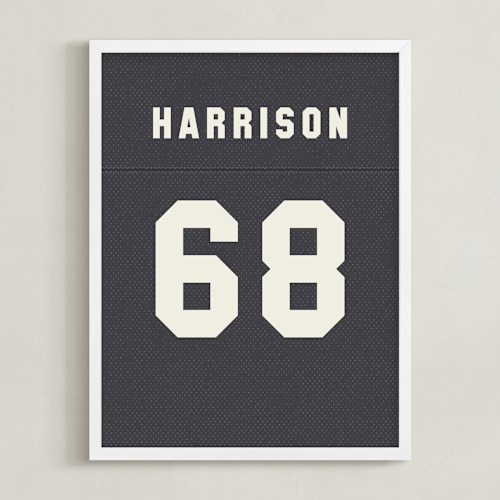This is a navy blue personalized art for kids with standard by taylorVdesign called game day