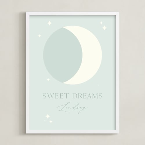 This is a atmosphere personalized art for kids by Alexandra Cohn called sweet dreams moon
