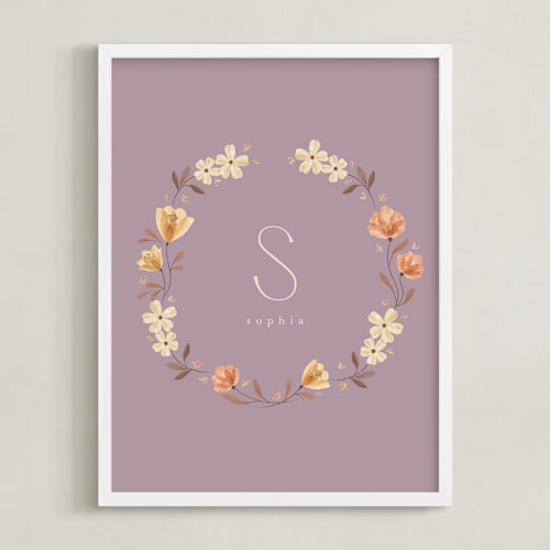 This is a plum personalized art for kids by Vivian Yiwing called name with flowers - custom