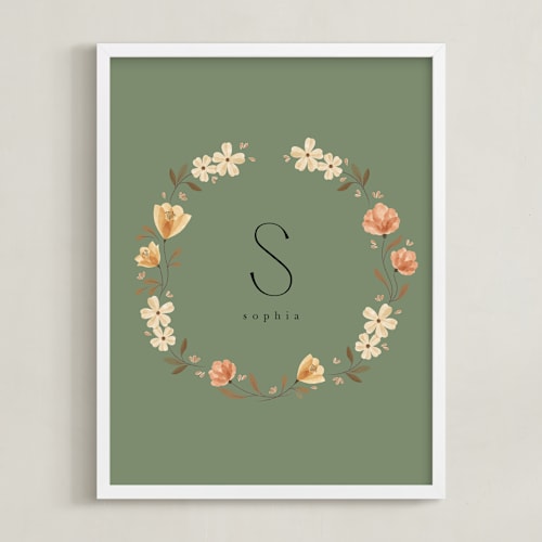 This is a moss personalized art for kids by Vivian Yiwing called name with flowers - custom