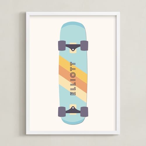 This is a sky personalized art for kids by David Michuki called skateboard