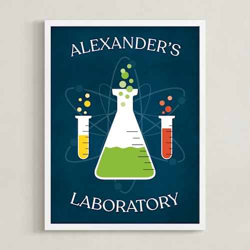 This is a navy personalized art for kids by Heather Schertzer called laboratory