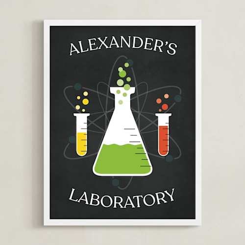 This is a charcoal personalized art for kids by Heather Schertzer called laboratory