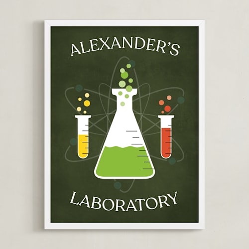 This is a olive personalized art for kids by Heather Schertzer called laboratory