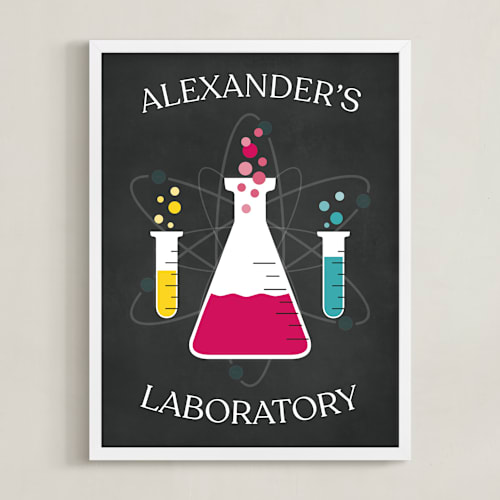 This is a hot pink personalized art for kids by Heather Schertzer called laboratory