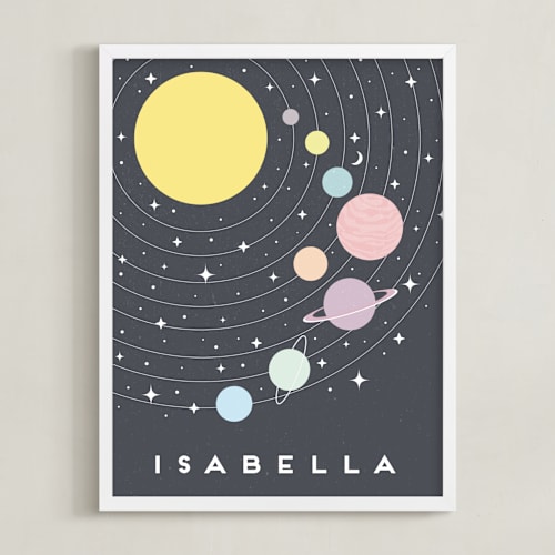 This is a night personalized art for kids by Maria Alou called pastel solar system