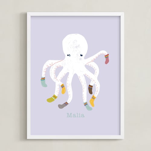 This is a lavender personalized art for kids by Celeste Duffy called socktopus