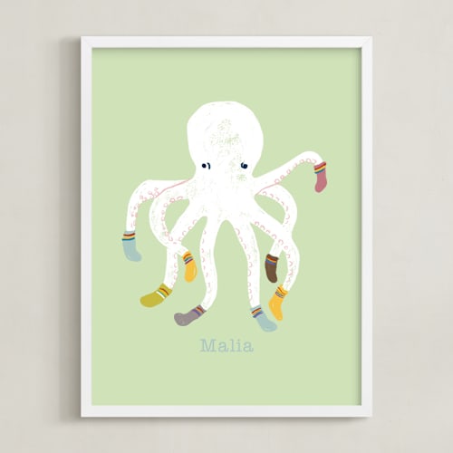 This is a mint personalized art for kids by Celeste Duffy called socktopus