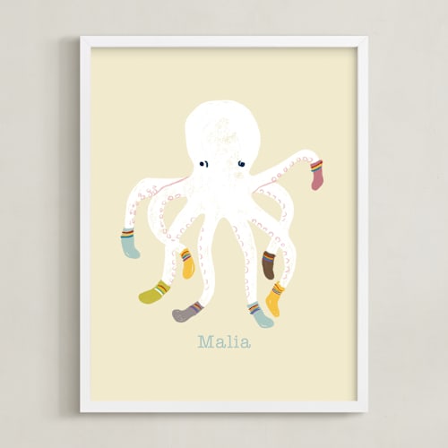 This is a vanilla personalized art for kids by Celeste Duffy called socktopus
