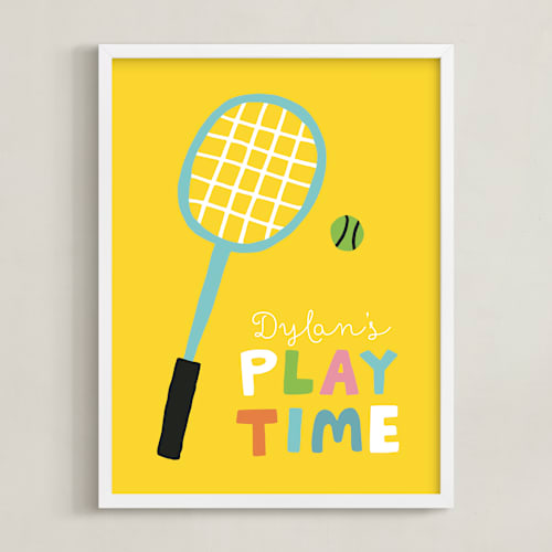 This is a yellow personalized art for kids by Chi Hey Lee called play time