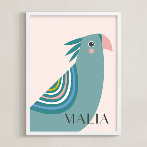 This is a blush personalized art for kids by Karidy Walker called tropical bird