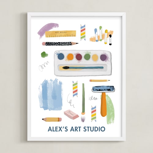 This is a white personalized art for kids by Naava Katz called creative tools