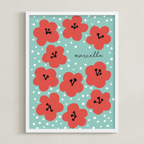This is a mint personalized art for kids by Nieves Herranz called marcella