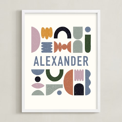This is a midcentury personalized art for kids by Pati Cascino called mid-century kid