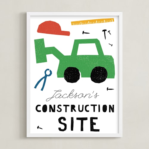 This is a frog personalized art for kids by Sumak Studio called construction site