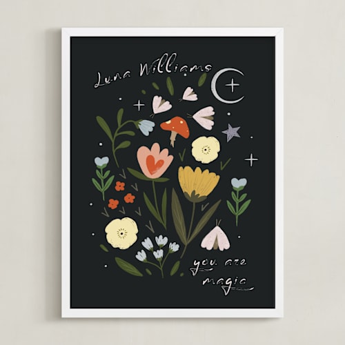 This is a chalkboard personalized art for kids by Hannah Williams called magic florals