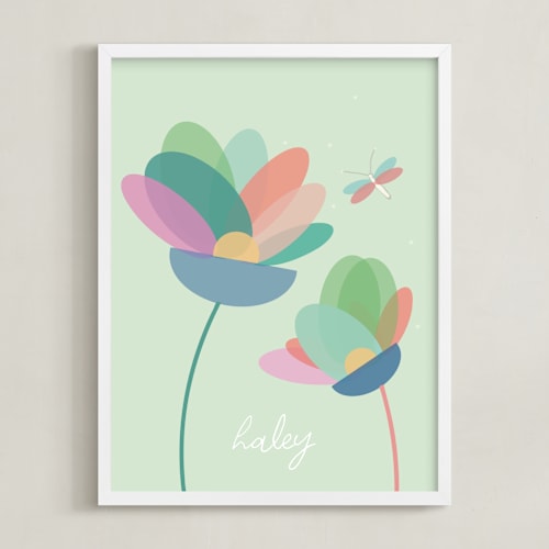 This is a soft green personalized art for kids by AlisonJerry called modern floral