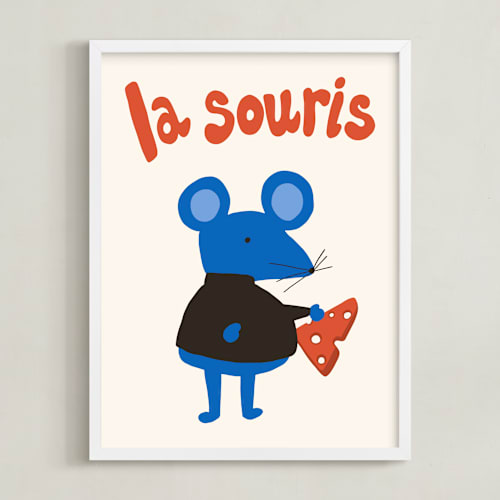 This is a cobalt kids wall art with standard by Morgan Kendall called french mouse