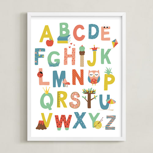 This is a primary kids wall art by Annie Holmquist called illustrated alphabet
