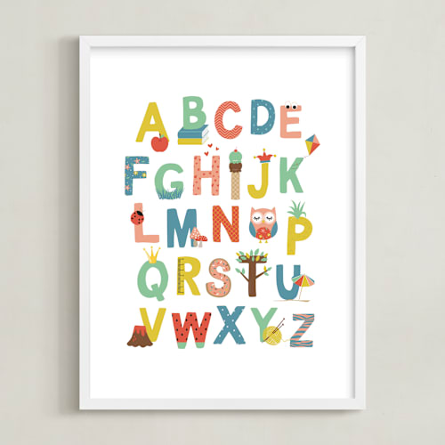 This is a primary kids wall art by Annie Holmquist called illustrated alphabet