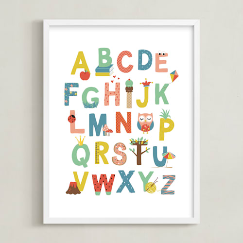 This is a primary kids wall art with standard by Annie Holmquist called illustrated alphabet
