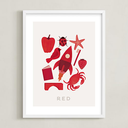 This is a red kids wall art by Ana Peake called ten red things