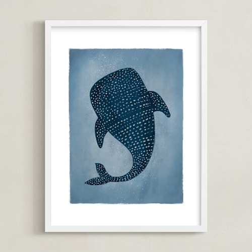 This is a ocean blue kids wall art by Vera Lim called deep down
