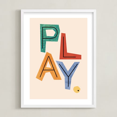 This is a cream kids wall art by Nazia Hyder called creative play