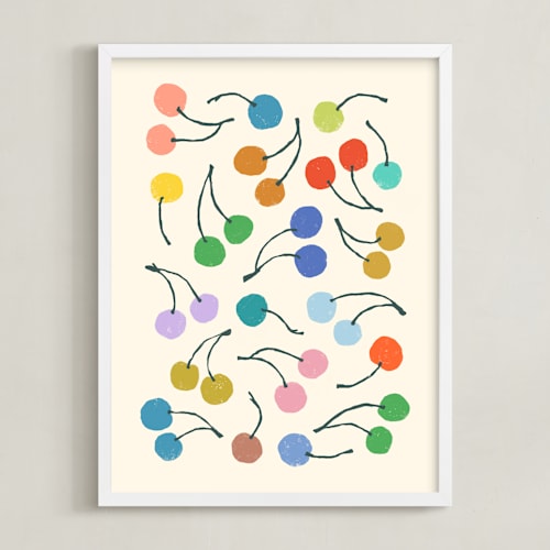 This is a rainbow kids wall art by Kelly Watkins called cherries