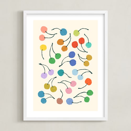 This is a rainbow kids wall art with standard by Kelly Watkins called cherries