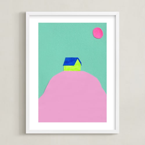 This is a pink, green kids wall art by Marta Crea called dia y noche i