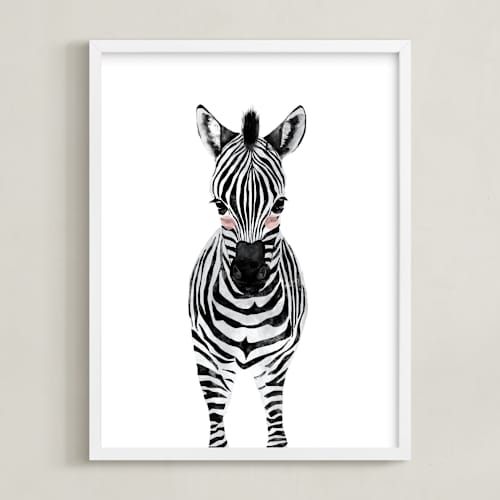 This is a black kids wall art with standard by Cass Loh called baby animal.zebra