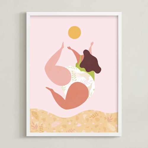 This is a sandy pink kids wall art by Dominique Vari called follow the sun!