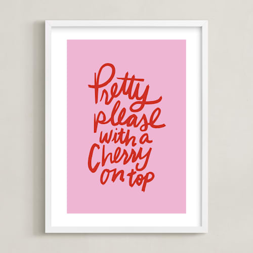 This is a bubble gum kids wall art by Inkblot Design called cherry on top