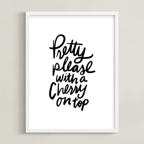 This is a black kids wall art by Inkblot Design called cherry on top