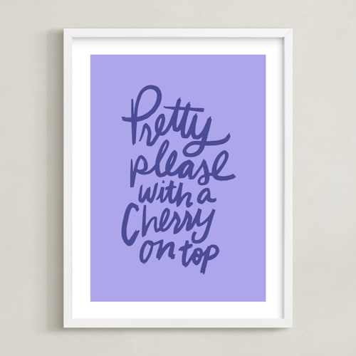 This is a periwinkle kids wall art by Inkblot Design called cherry on top