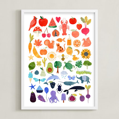 This is a rainbow kids wall art by Sarah Knight called paper rainbow