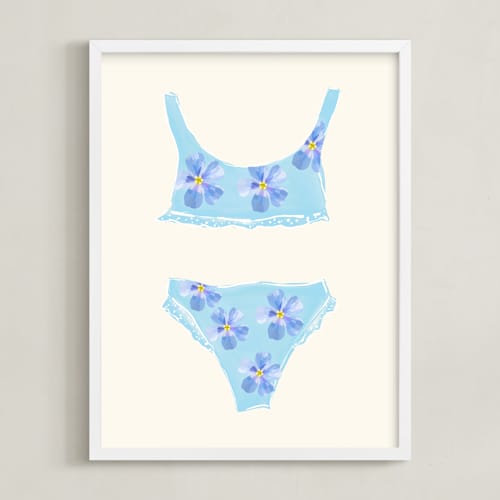 This is a tender blue kids wall art by Johanne Dziemian called beach day 2