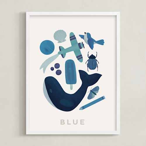 This is a blue kids wall art by Ana Peake called ten blue things