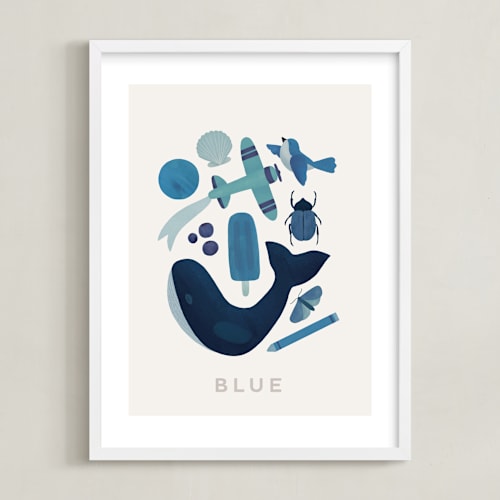 This is a blue kids wall art by Ana Peake called ten blue things