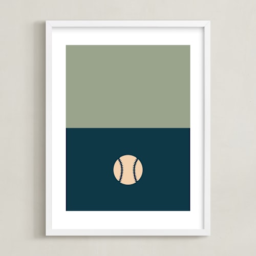 This is a navy kids wall art by pacifica project called 3 season sport | baseball