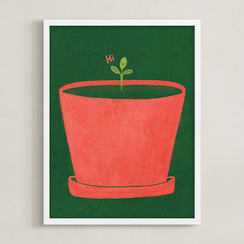 This is a tomato red kids wall art by Sabrina Excene called tiny sprout