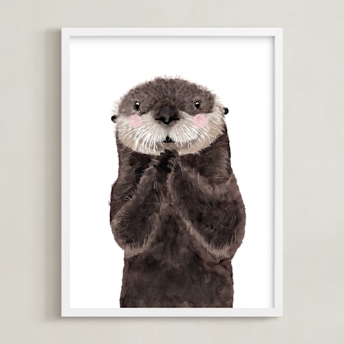 This is a coffee kids wall art by Cass Loh called baby animal sea otter