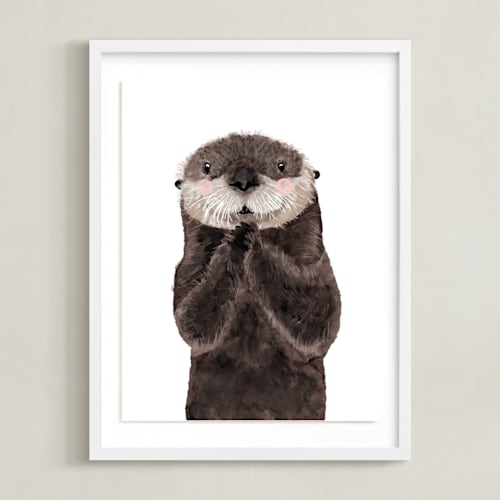 This is a coffee kids wall art by Cass Loh called baby animal sea otter