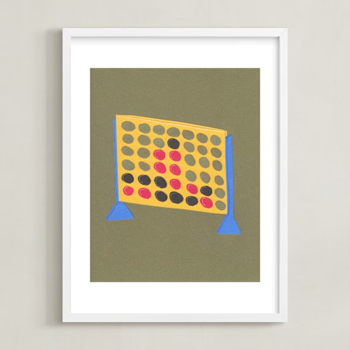 This is a game night green kids wall art by Elliot Stokes called connect four