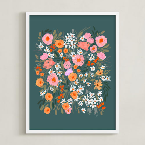 This is a garden green kids wall art with standard by Britt Mills called picking wildflowers