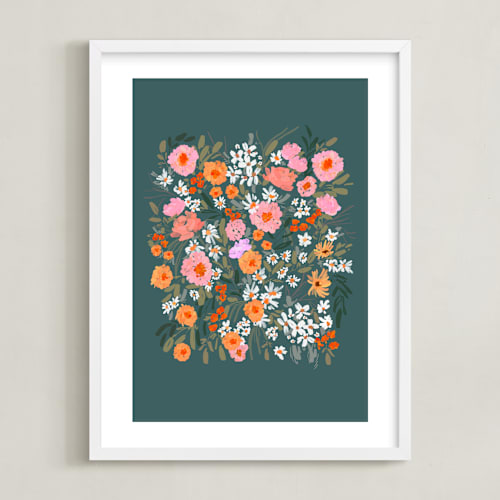 This is a garden green kids wall art by Britt Mills called picking wildflowers