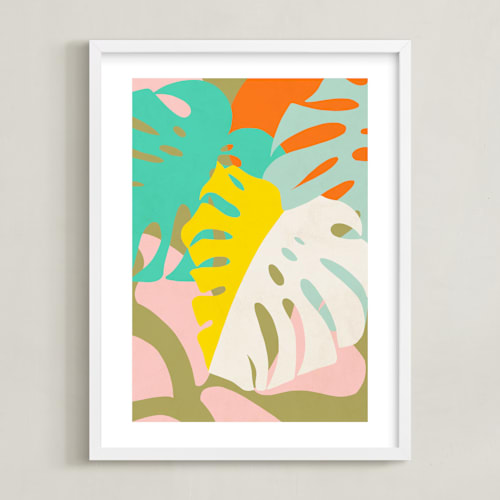 This is a olive green kids wall art by Dominique Vari called tropical vibes
