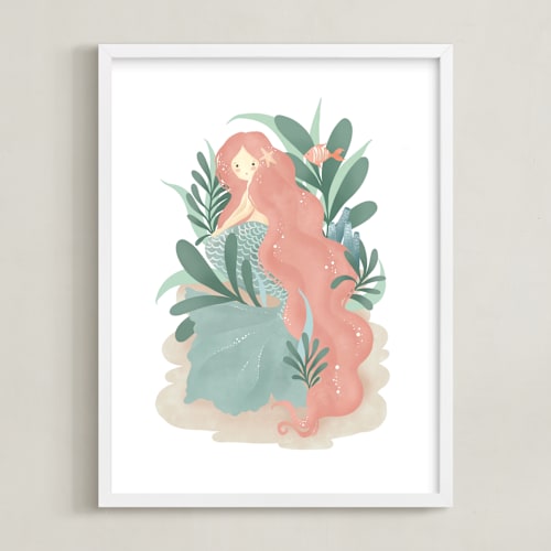 This is a salmon kids wall art by Grae called princess of the sea