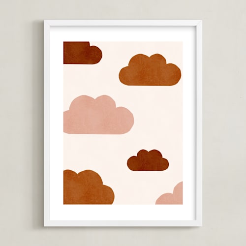 This is a cinnamon kids wall art by Iveta Angelova called paper clouds